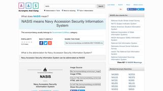 NASIS - Navy Accession Security Information System in Government ...