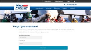 Forgot your username? - Navy Mutual Customer Portal