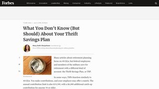 What You Don't Know (But Should) About Your Thrift Savings Plan