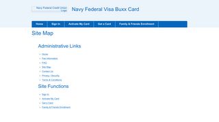 Navy Federal Visa Buxx Card - Site Map - visaprepaidprocessing.com