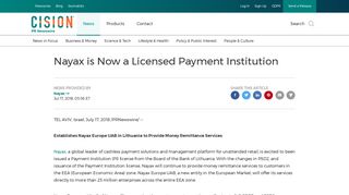 Nayax is Now a Licensed Payment Institution - PR Newswire