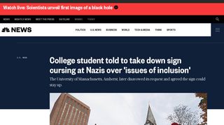 College student told to take down sign cursing at Nazis over 'issues of ...