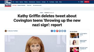 Kathy Griffin deletes tweet about Covington teens 'throwing up the new ...