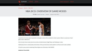 NBA 2K15: Overview of Game Modes – 2K Support