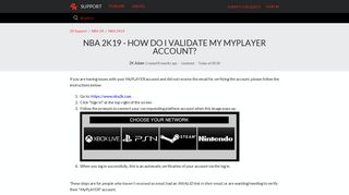 NBA 2K19 - How Do I Validate My MyPLAYER Account? – 2K Support