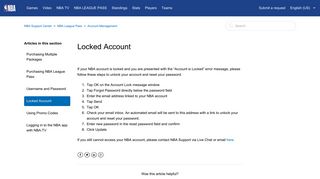 Locked Account – NBA Support Center