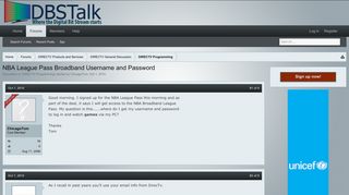NBA League Pass Broadband Username and Password | DBSTalk Community