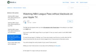 Watching NBA League Pass without blackouts on your Apple TV ...