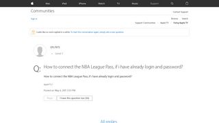 How to connect the NBA League Pass, if i … - Apple Community ...