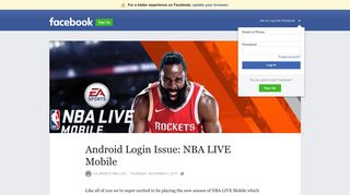 Android Login Issue: NBA LIVE Mobile | Facebook
