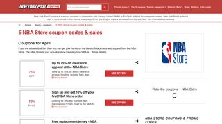 75% NBA Store coupon codes, promo codes & offers | New York Post