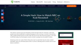 A Simple Hack: How to Watch NBC on Kodi Revealed! - PureVPN