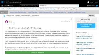 Solved: Directv Now login not working for NBC Sports app - AT&T ...