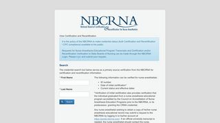 Credential Verification - Login - nbcrna