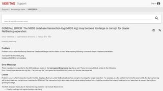 GENERAL ERROR: The NBDB database transaction log (NBDB.log ...
