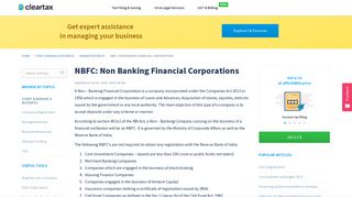 NBFC: Non Banking Financial Corporations - ClearTax