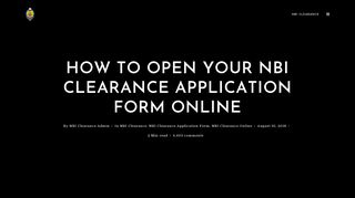 How To Open your NBI Clearance Application Form Online — NBI ...