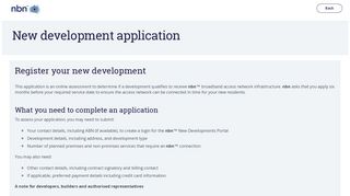 New Developments Application