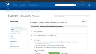 Change or reset my Bell Aliant email password - Support - Bell Aliant