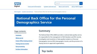 National Back Office for the Personal Demographics Service - NHS ...