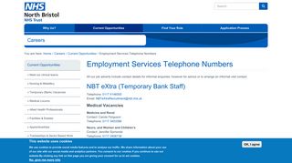 Employment Services Telephone Numbers - North Bristol NHS Trust