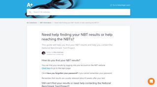 Need help finding your NBT results or help reaching the NBTs ...