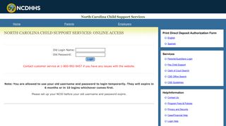 Parents Login Page - North Carolina Child Support Services