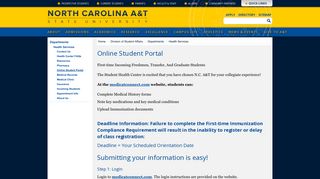 Online Student Portal - North Carolina A&T State University