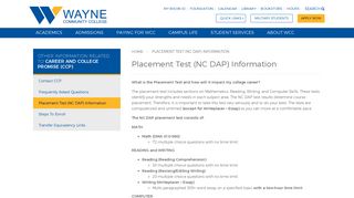 Placement Test (NC DAP) Information - Wayne Community College ...