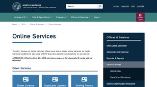 Official NCDMV: Online Services - ncdot