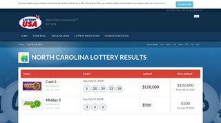 North Carolina (NC) Education Lottery - Winning Numbers & Results