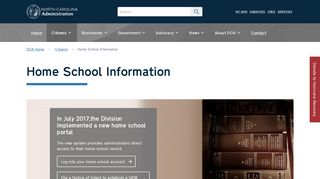NC DOA: Home School Information