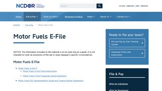 NCDOR: Motor Fuels E-File