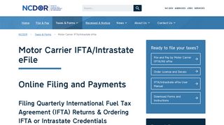 NCDOR: Motor Carrier IFTA/Intrastate eFile