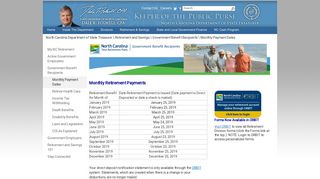 Monthly Payment Dates - North Carolina Department of State Treasurer