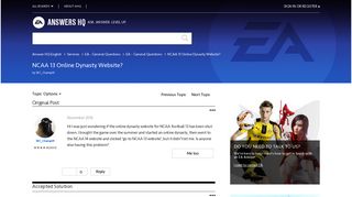 Solved: NCAA 13 Online Dynasty Website? - Answer HQ
