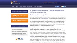 NCAA IRL.. What is the Institutional Request List? - Athletic Scholarships