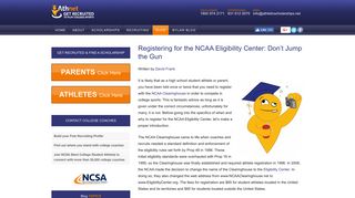 Registering for the NCAA Eligibility Center: Don't Jump the Gun
