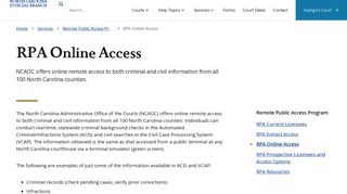 RPA Online Access | North Carolina Judicial Branch