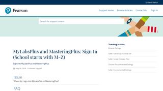 MyLabsPlus and MasteringPlus: Sign In (School starts with M-Z)