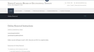 North Carolina Board of Occupational Therapy | Online Renewal