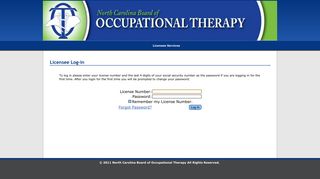 Licensee Log-in - North Carolina Board of Occupational Therapy ...