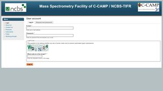 User account | Mass Spectrometry Facility of C-CAMP / NCBS-TIFR