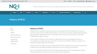 History - Network for Change and Continuous Innovation - NCCI