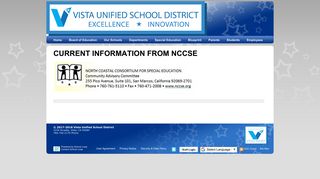 Vista Unified School District: CURRENT INFORMATION FROM NCCSE