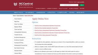 Apply Online Now - North Carolina Central University