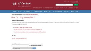 How Do I Log Into myEOL? - North Carolina Central University