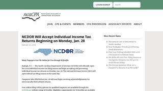 NCDOR Will Accept Individual Income Tax Returns Beginning on ...