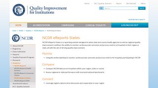 NCDR eReports States - Quality Improvement for Institutions