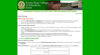 NCE Portal Login | Kwara State College of Education, Ilorin